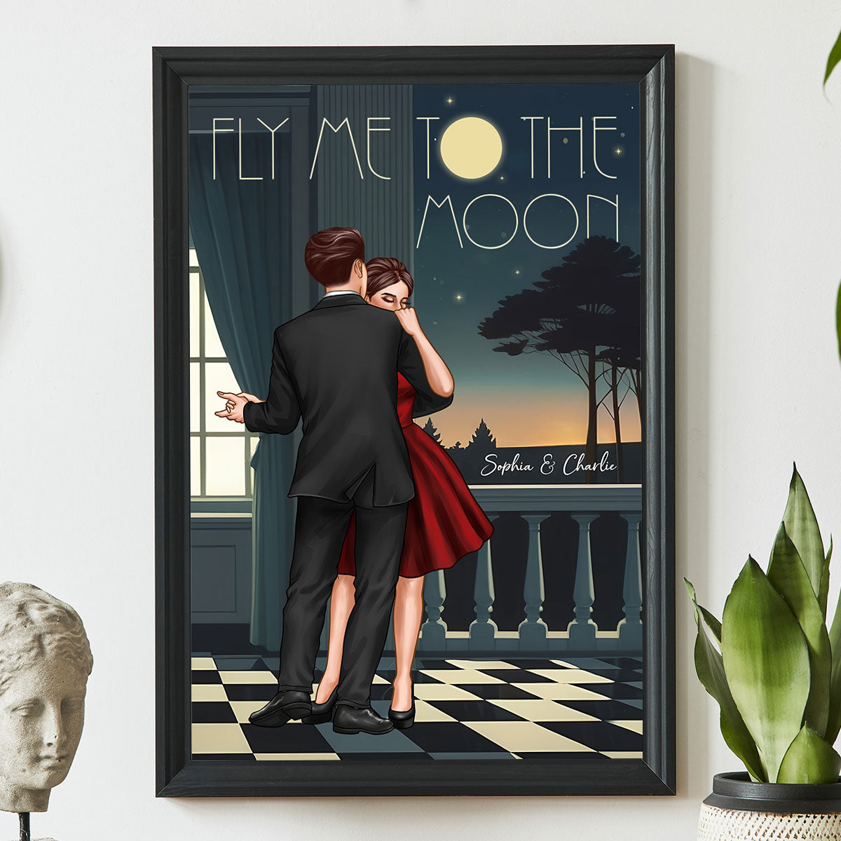 Couple Dancing In Moonlight Couple Anniversary Gift  Gift Personalized Poster