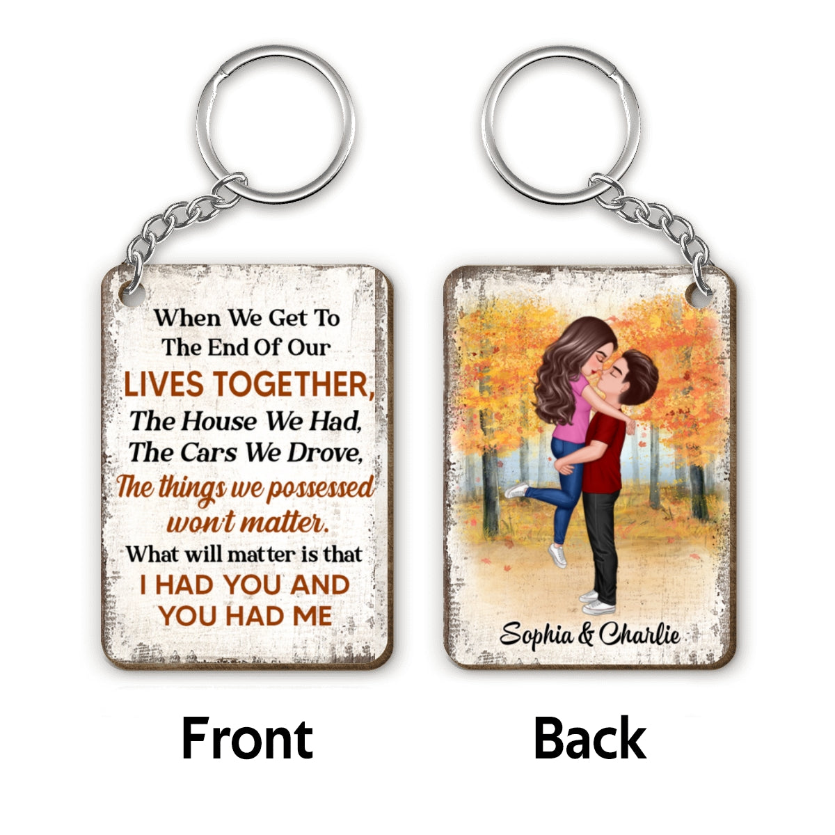 When We Get To The End Of Our Lives Together Couple Personalized Wooden Keychain