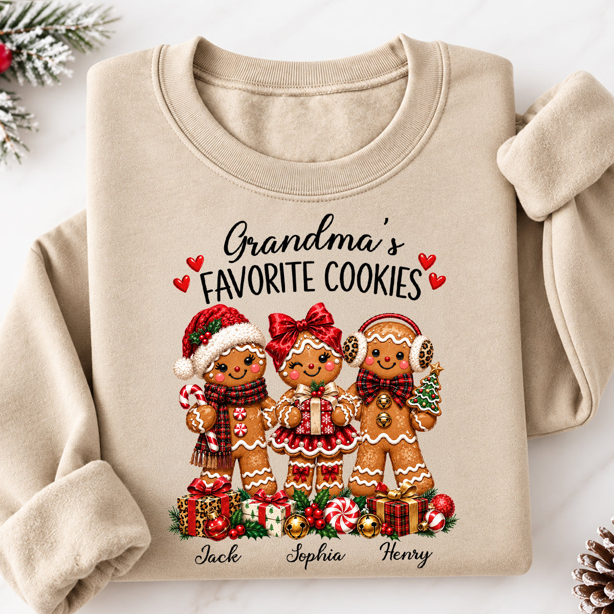 Grandma's Favorite Cookies Gingerbread - Personalized Shirt - Thoughtful Christmas Gift for Grandma