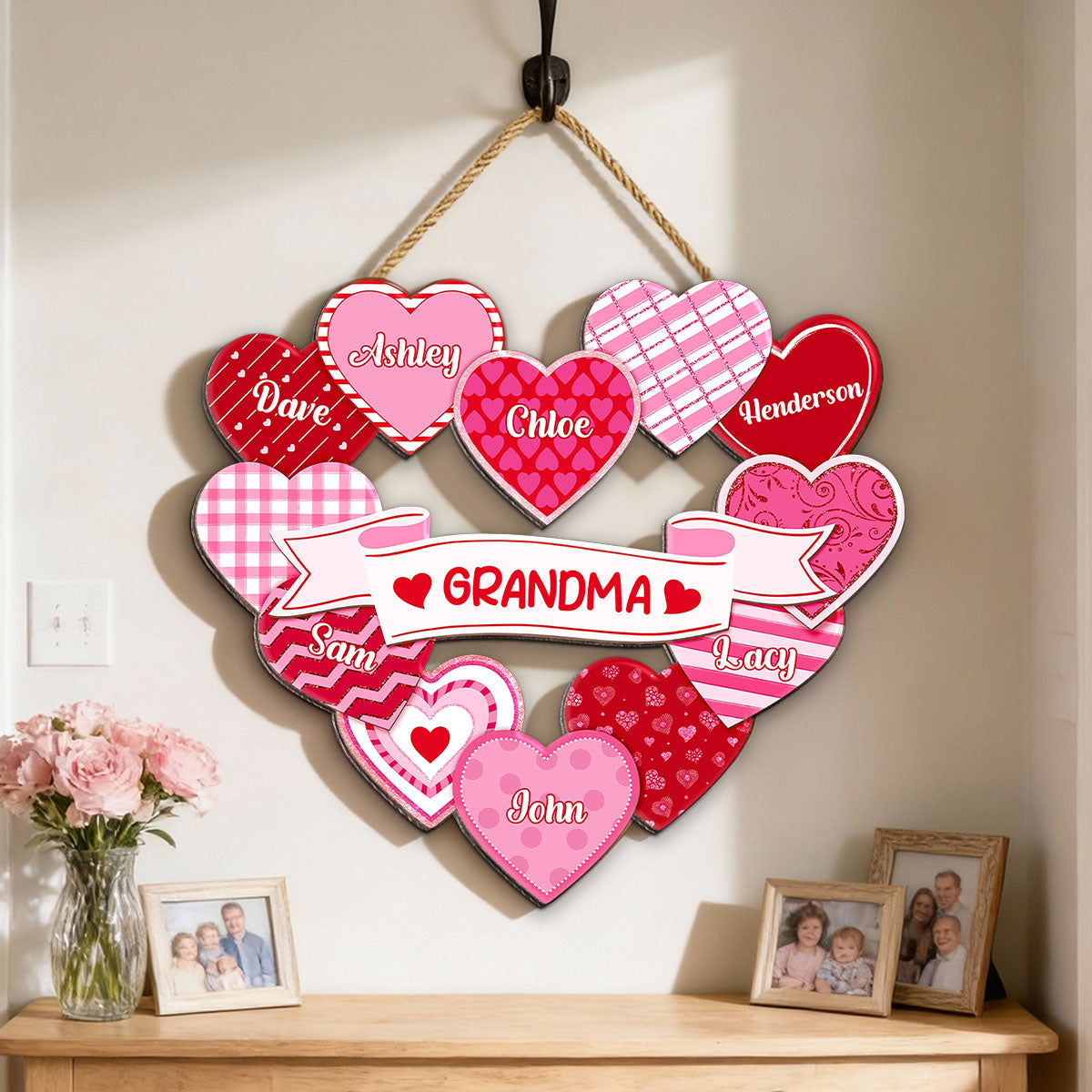 Grandma's Sweethearts Coquette Valentine's Day - Personalized Door Hanger Sign