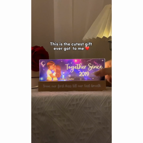 [EXCLUSIVE LIMITED EDITION] Galaxy Couple Kissing Personalized Acrylic Block LED Night Light, Anniversary Gift For Couple