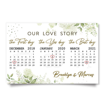 Our Love Story Anniversary Date Calendar Personalized Horizontal Poster - Anniversary Gift For Couple - Gift For Him, Gift For Her