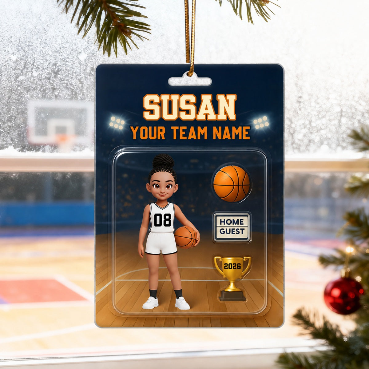 Basketball Player Custom Figure 3D Effect - Personalized Acrylic Ornament - Christmas Gift for Son, Daughter, Grandkids