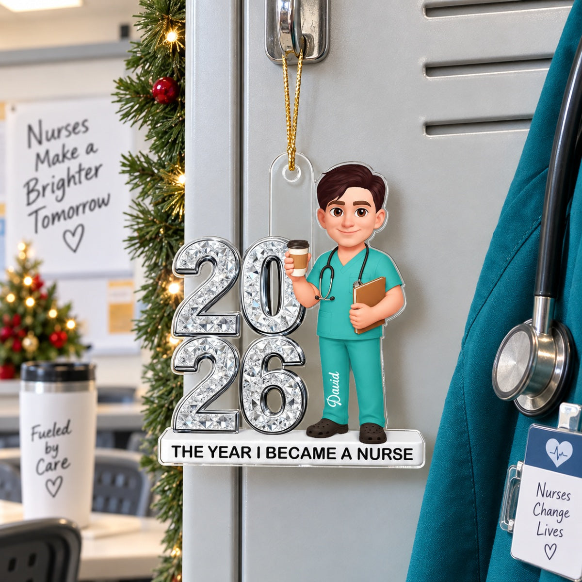 The Year I Became A Nurse - Personalized Acrylic Ornament - Christmas Gift, Graduation Gift For Nurse, Milestone Keepsake For Healthcare Workers