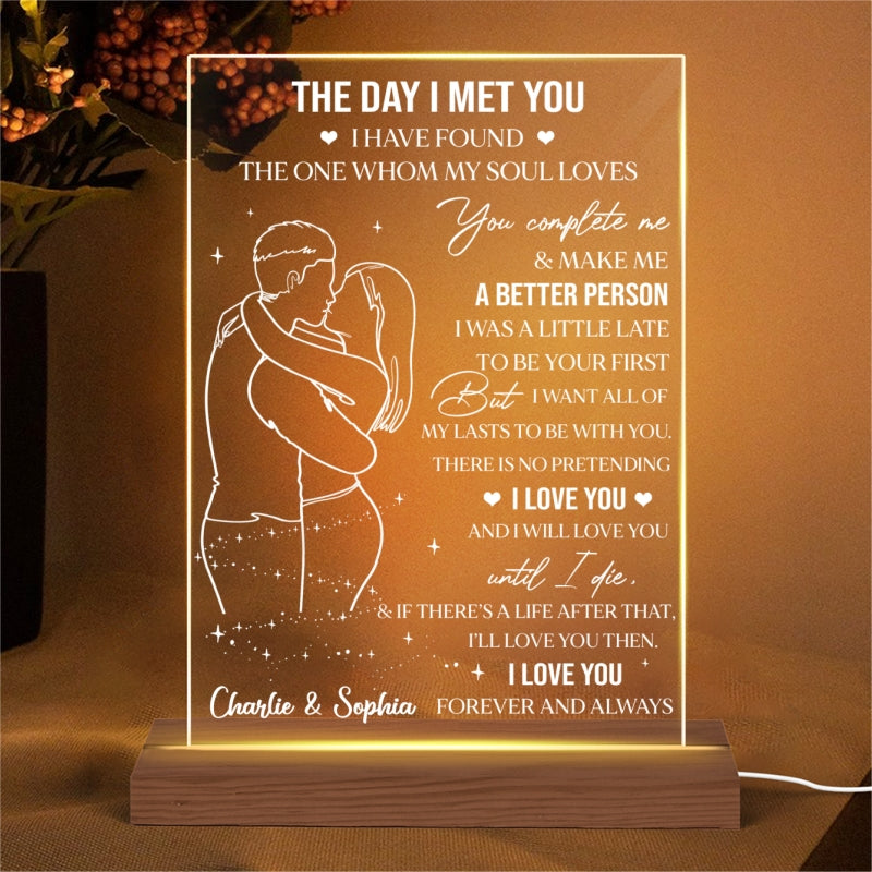 Couple Outline No Returns Or Refunds Personalized LED Night Light, Acrylic LED Lamp
