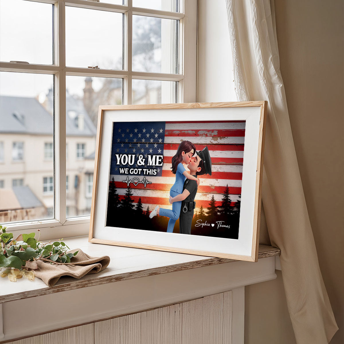 Proud Hero Couple Nation Flag - Personalized Poster - Valentine's Day Gift For Couple, For Him, For Her, Nurse, Police, Firefighter, Army