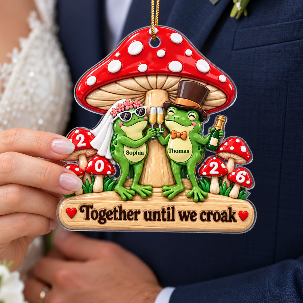 Together Until We Croak Couple 2D Flat - Personalized Acrylic Ornament - Togetherness Keepsake, Wedding, Bridal Shower Gifts, Anniversary & Engagement Gift