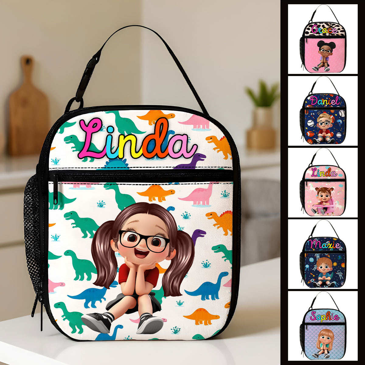 Personalized Insulated Kid Lunch Bag, Back to School Meal Tote Kit for Girls, Boys