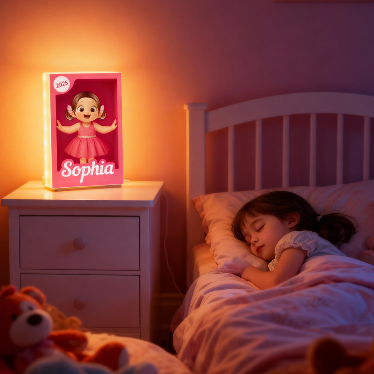 Cute Kid in Toy Box - Personalized Light Box - Christmas Gift for Kids, Grandkids