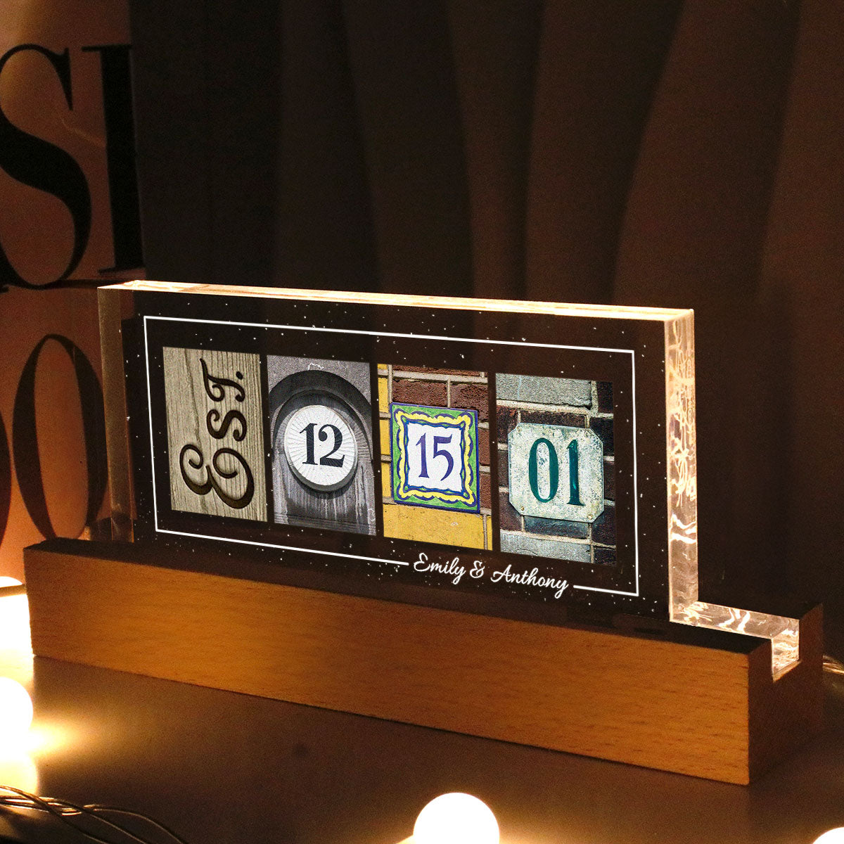 Wedding Date, Engagement Dad, Anniversary Date Personalized Acrylic Block LED Night Light, Gift for the Couple, Wedding Gift Sign, Anniversary Gift, Valentines Gift, Gift for Him, for Her