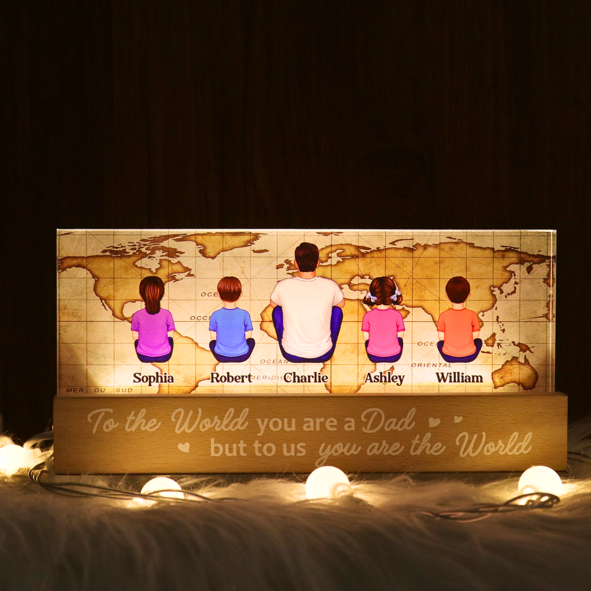 Dad You Are The World Personalized LED Night Light, Gift For Father‘s Day