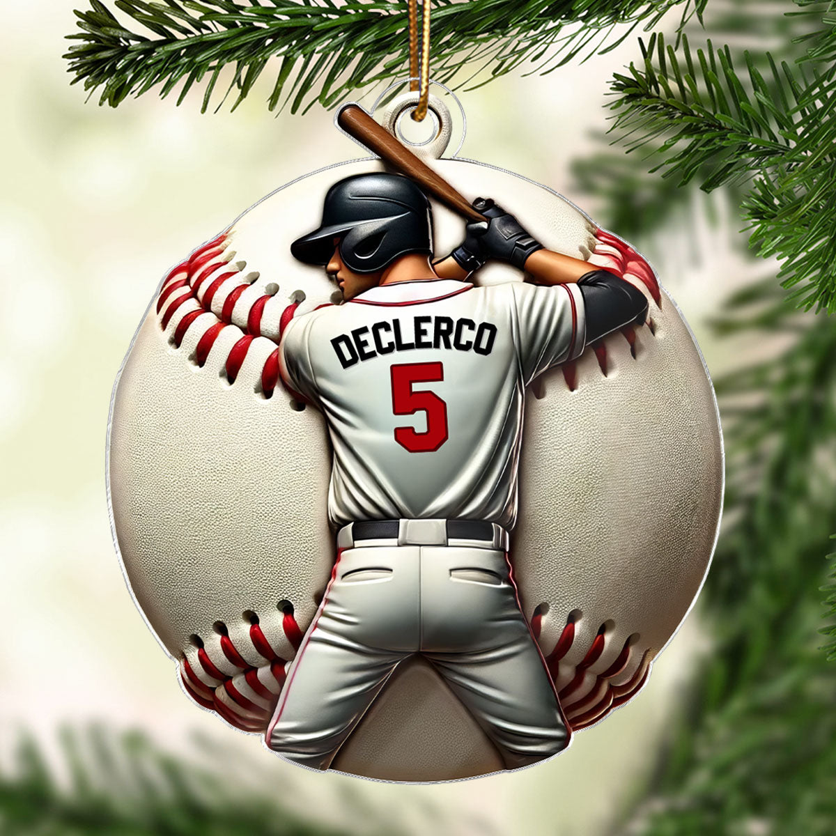 3D Effect Retro Vintage Baseball Player Personalized Acrylic Ornament, Christmas For Baseball Players, Baseball Fans