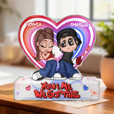 Eternal Love Y2K Couple - Personalized Acrylic Block Plaque - Heartfelt Valentine's Day Gift, Anniversary Gift For Couple, For Him, For Her