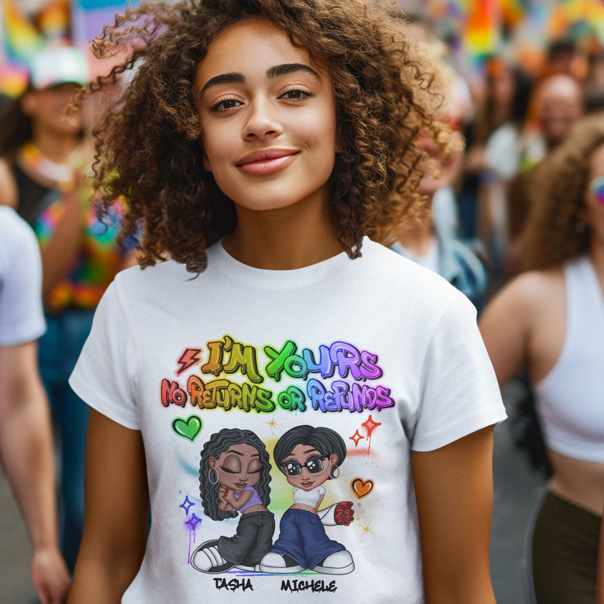 LGBT Y2K Couple Airbrushed Personalized Shirt, Pride Month Gift For Couple, For Him, For Her