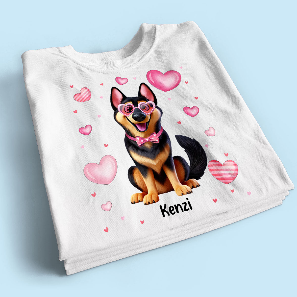 Personalized  Shirt For Dog Lovers, 3D Cute Dogs, Bow Coquette Red Pink Hearts