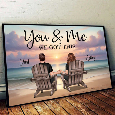 Eternal Sunset Personalized Beach Landscape Couple Poster, Anniversary Gift, Birthday Gift, Wedding Gift For Couple, For Him, For Her