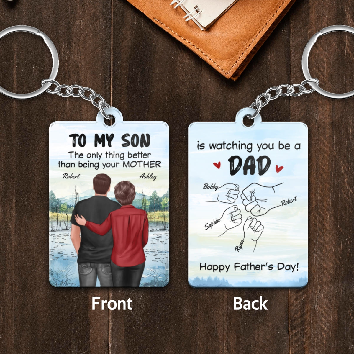 From Mom To Son Watching You Be A Dad Personalized Acrylic Keychain, Gift For Son