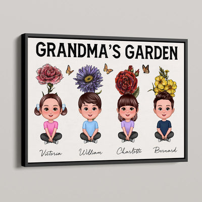 Grandma‘s Garden Grandkids With Birth Flower Behind Personalized Poster