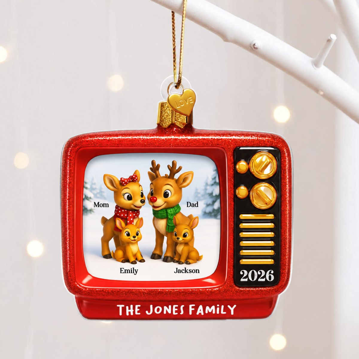 Christmas Classic Reindeer on TV Personalized Acrylic Ornament