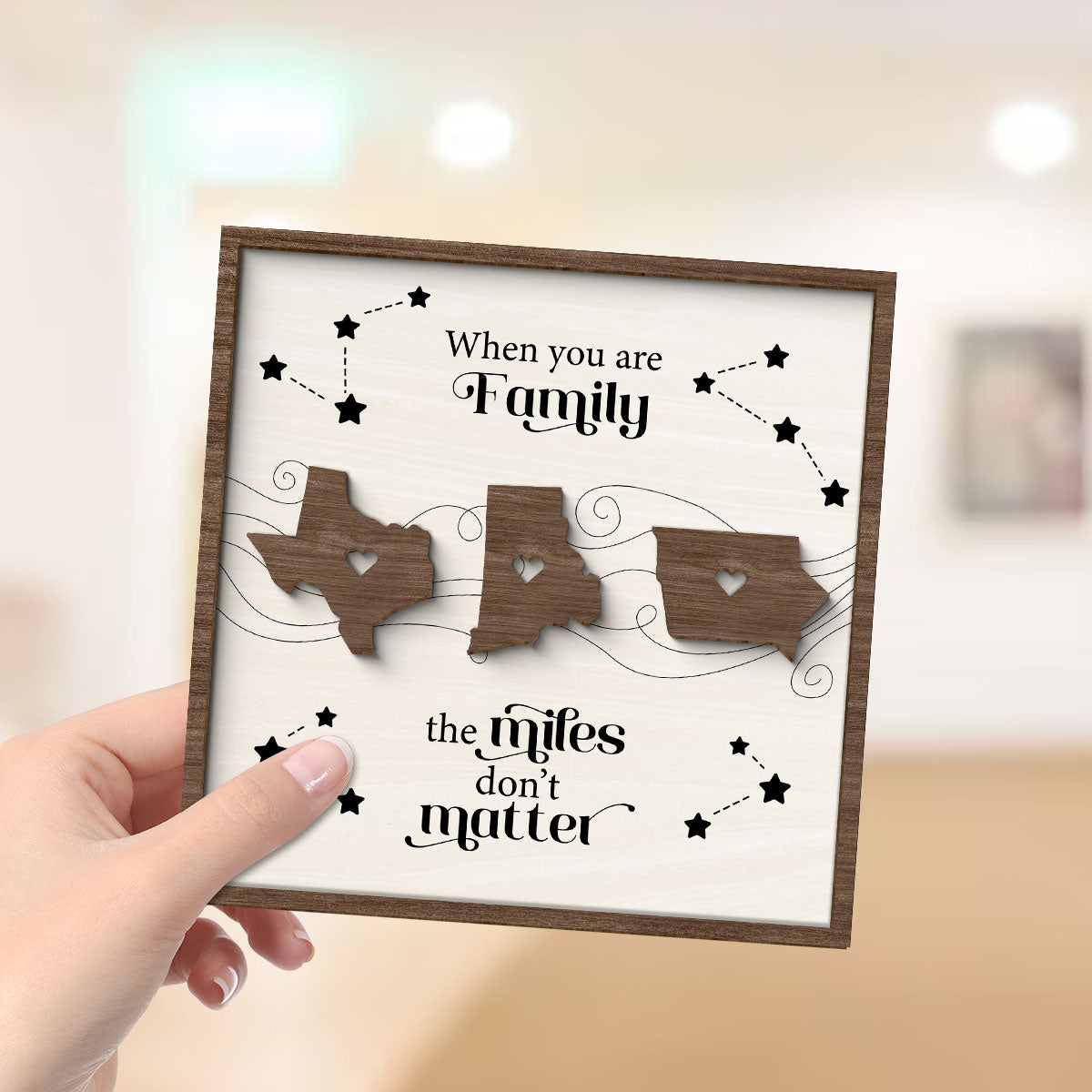 Long Distance Family Friends Siblings Sisters Besties Personalized 2-Layer Wooden Plaque, Togetherness Christmas Gift