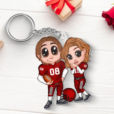 American Football Couple Y2K Style Personalized Acrylic Keychain,  Gift For Couples