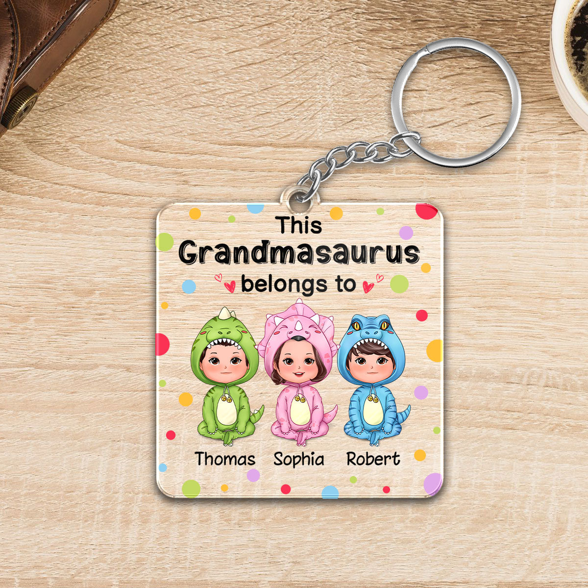 This Grandmasaurus Belongs To Dinosaur Doll Kids Gift For Grandma Mom Personalized Acrylic Keychain