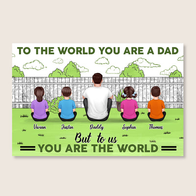 Dad Man Kids Dogs Cats Sitting Outdoor Personalized Poster, Father's Day Gift For Dad, Grandpa, Husband