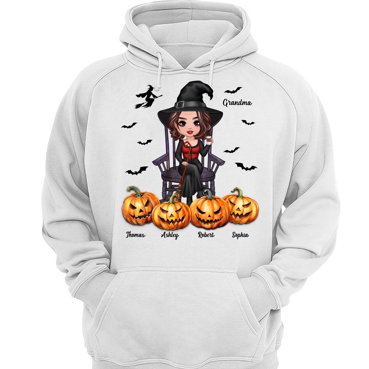 Halloween Grandma Sitting On Chair Witch Pumpkins Personalized Shirt