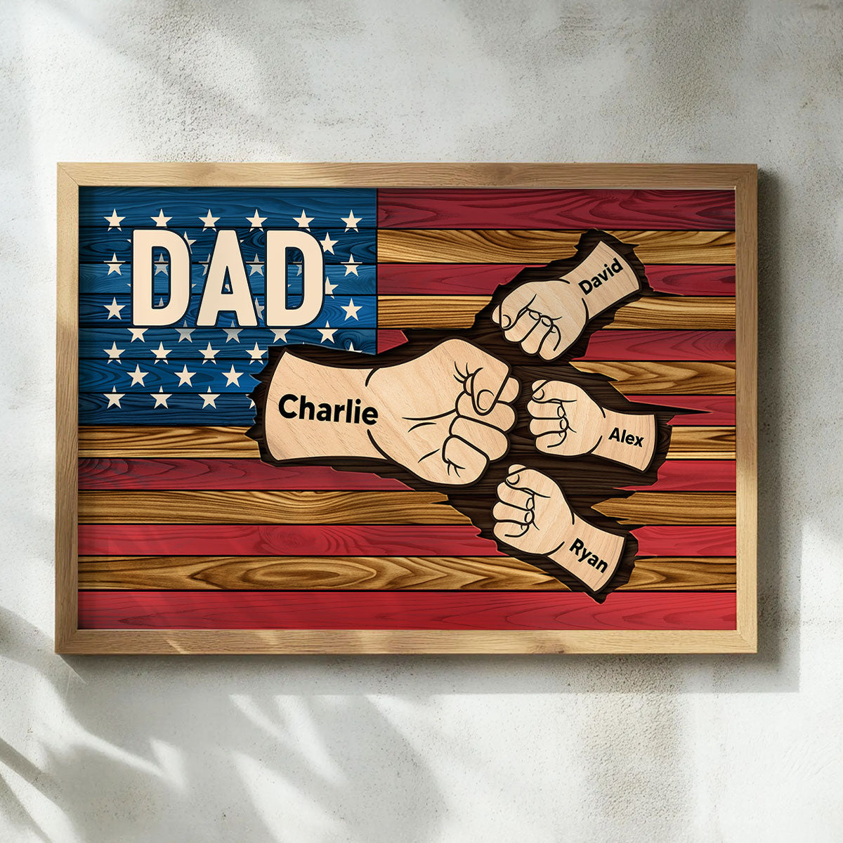 Grandpa Dad Nation Flag Fist Bump Personalized Poster, Gift For Grandpa, Dad