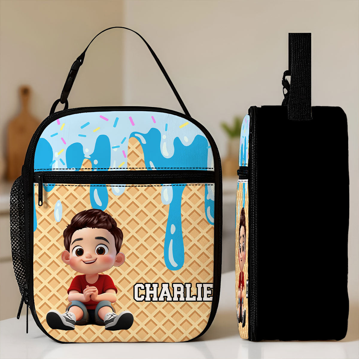 Ice Cream Drip Personalized Insulated Kid Lunch Bag, Back to School Lunch Bag for Kids