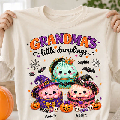Grandma's Little Dumplings - Personalized Shirt - Trendy Fall Halloween Tee for Grandma