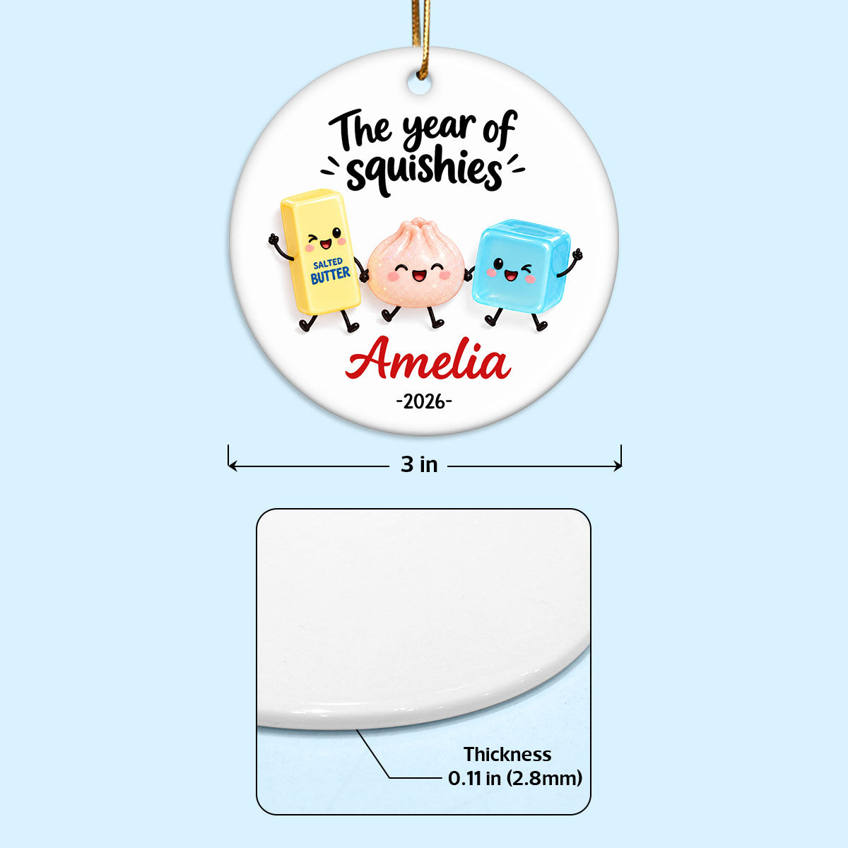 The Year Of Squishies 2D Flat - Personalized Ceramic Ornament - Christmas Keepsake
