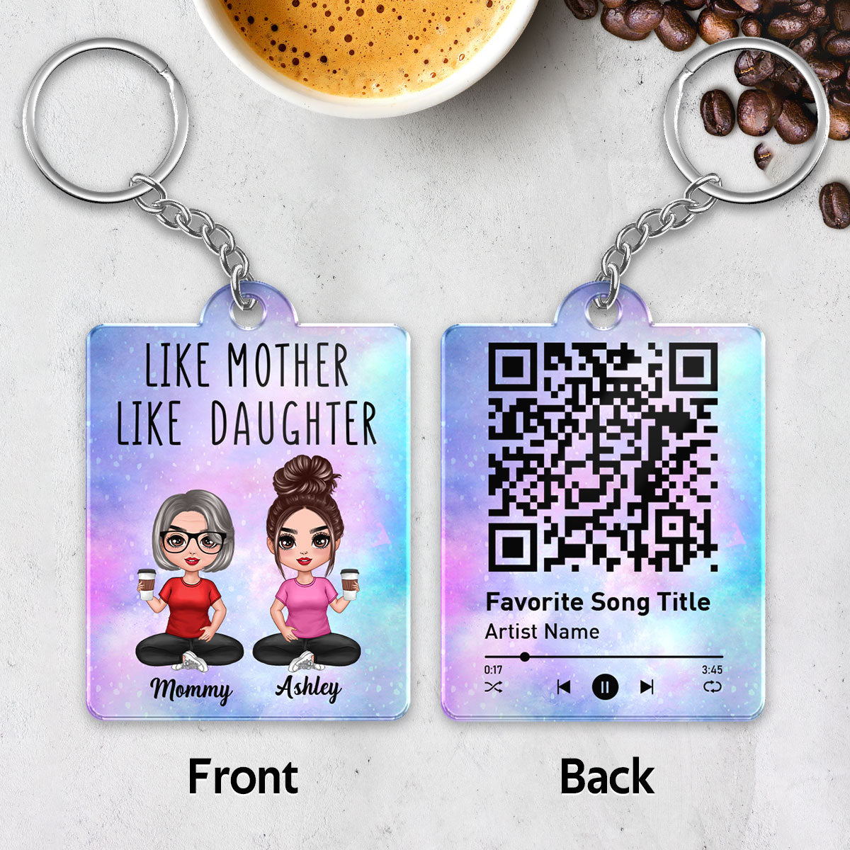 Like Mother Like Daughters Favorite Song Scannable QR Code Personalized Acrylic Keychain