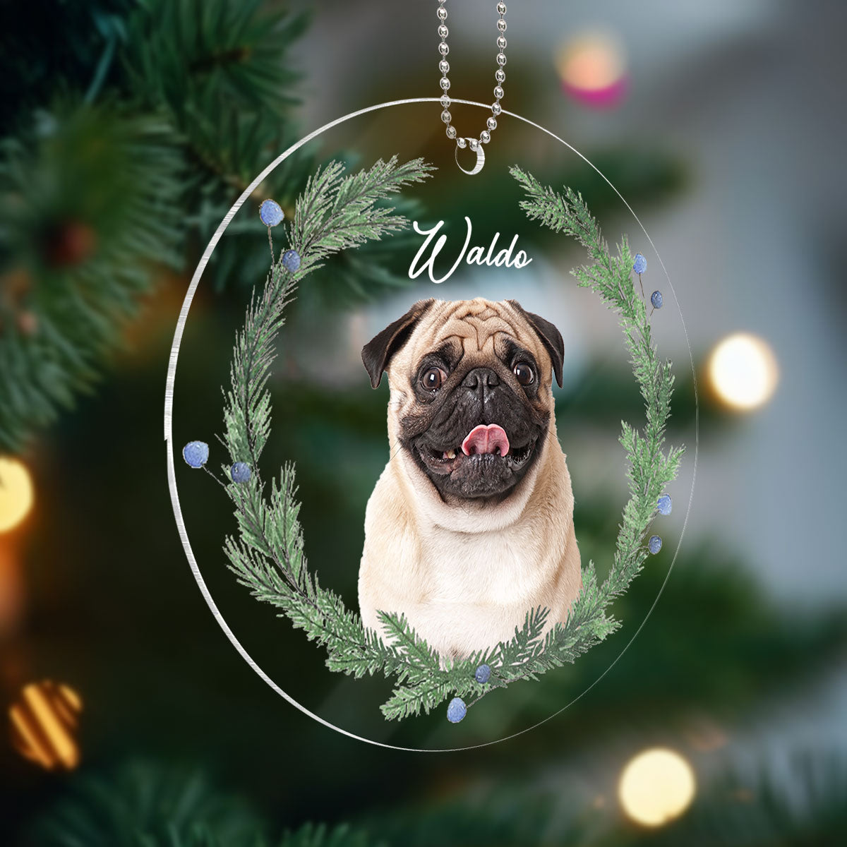 Personalized Pet Photo Acrylic Ornament, Custom Dog Cat Christmas Ornament, Christmas Gift For Dog Cat Pet Lovers