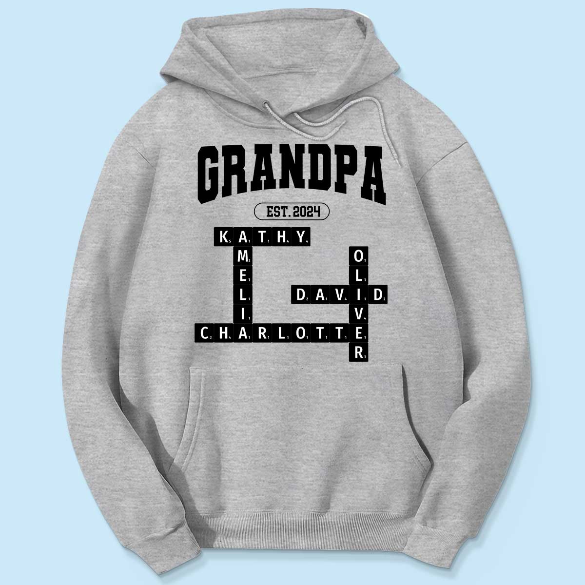 Grandpa Est Date Grandkids Names Crossword Puzzle Personalized Shirt