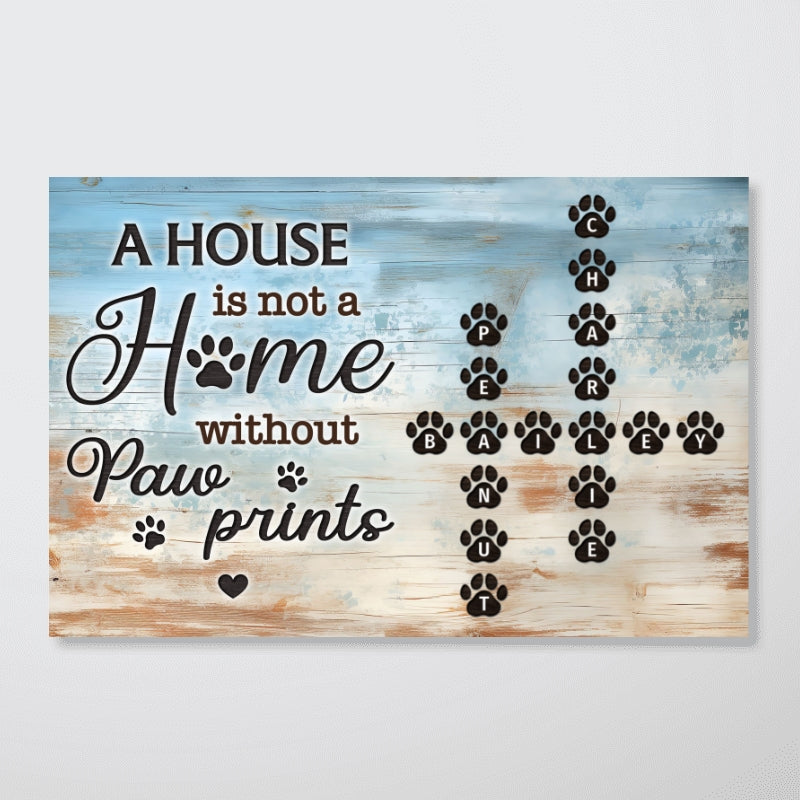 Paw Prints Crossword Puzzle Art Pet Love Home Decor Personalized Poster