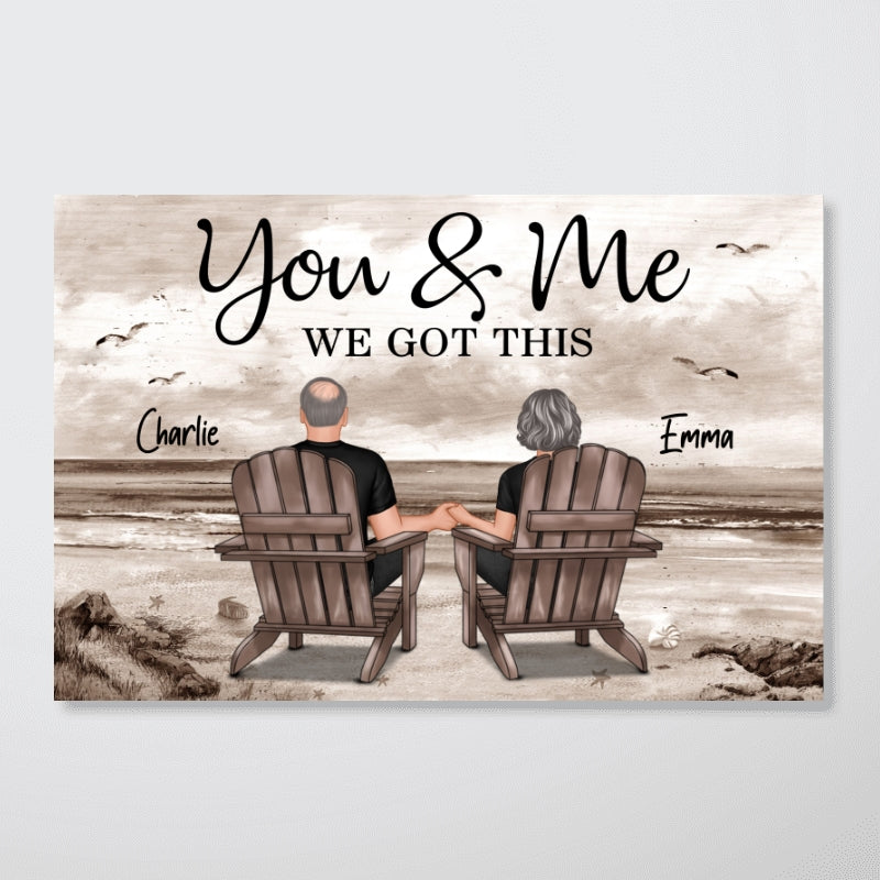 Eternal Love Couple Beach Landscape Retro Vintage Personalized Poster, Heartfelt Anniversary Gift, Wedding Gift, Birthday Gift For Couple, For Him, For Her