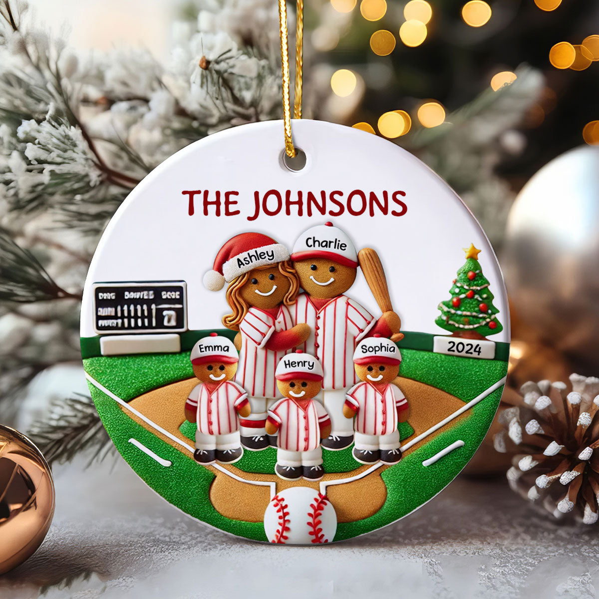 Baseball Family On The Field Sport Lover Personalized Ceramic Ornament