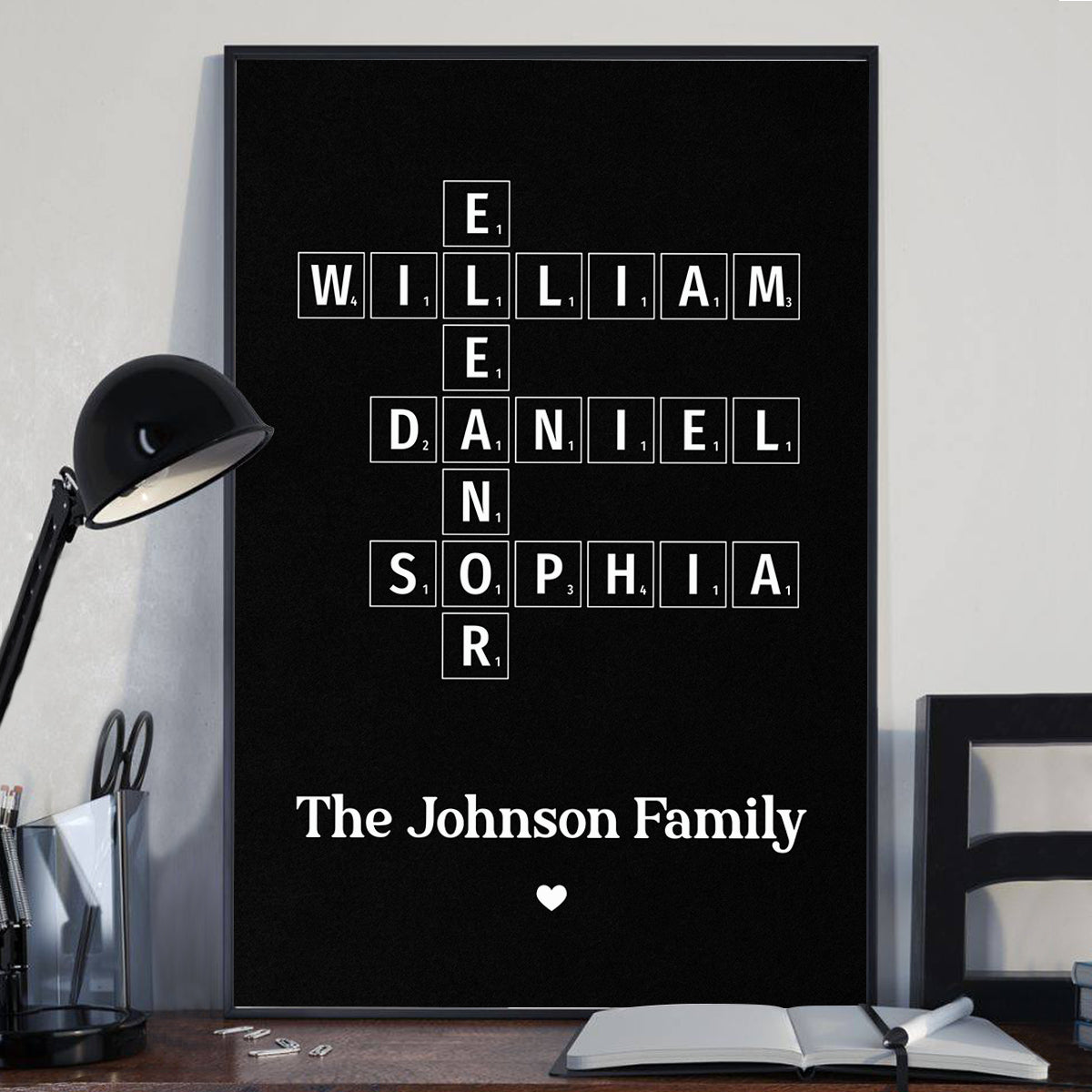 Family Crossword Art - Created In A Moment, Treasured Forever Personalized Poster