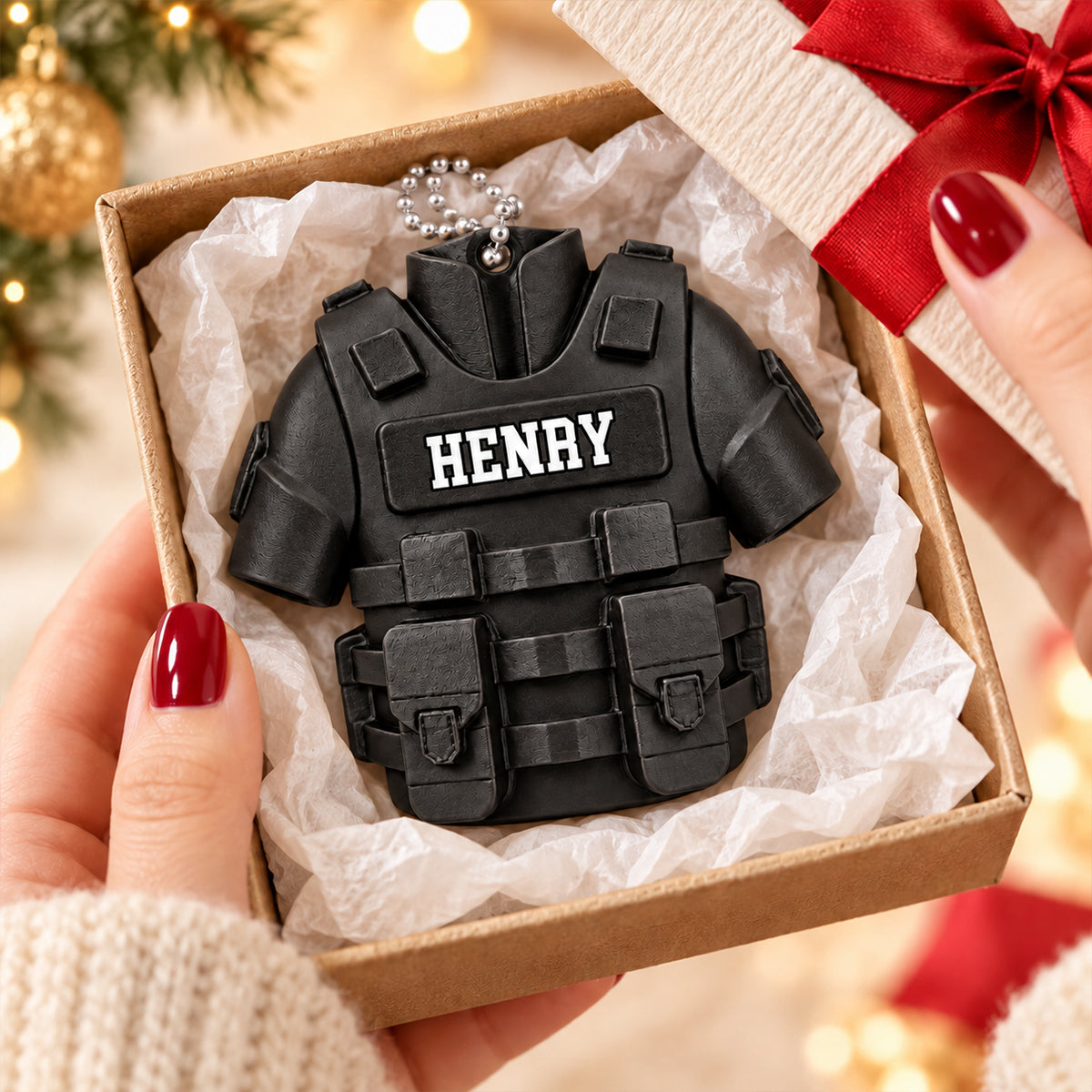 Custom Police Vest Uniform - Personalized 3D Figurine Ornament - Christmas Gift for Husband, Dad, Brother