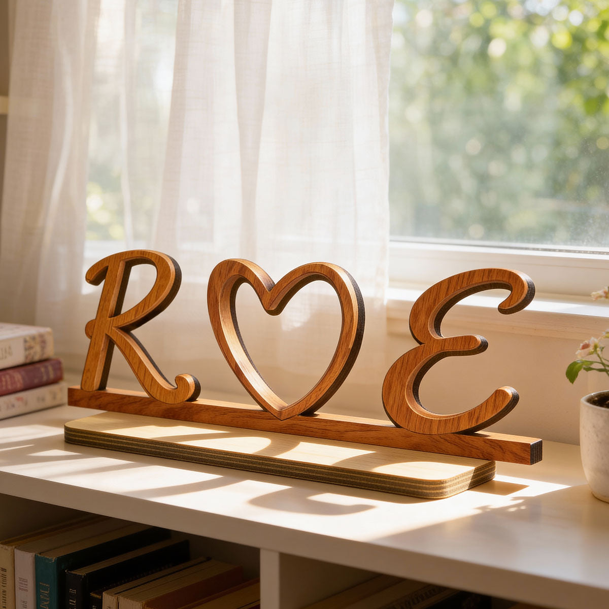 Couple Initials Heart - Personalized 2-Layered Wooden Plaque - Valentine's Day Gift for Her, for Him