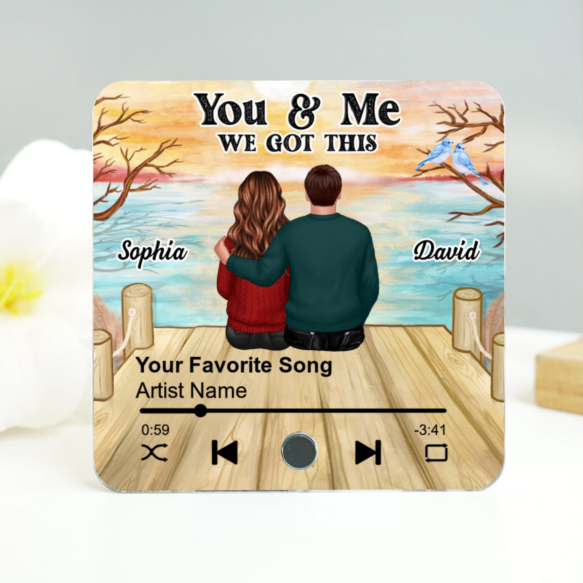Couple Sitting Together Personalized Music Fridge Magnet, Heartfelt 2025  Gift For Couple, For Him, For Her, Boyfriend, Girlfriend, Husband, Wife