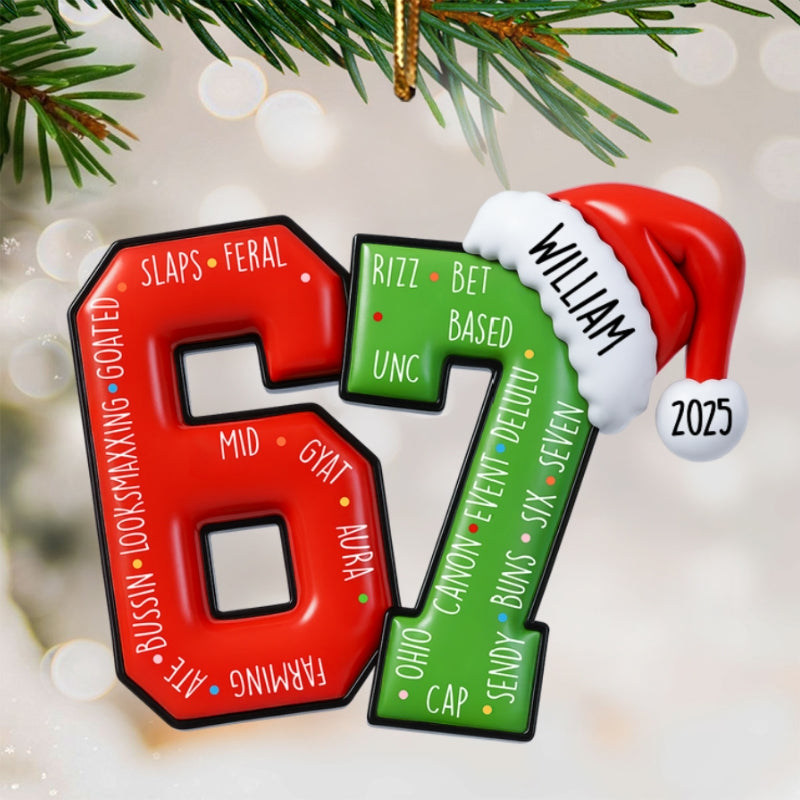 3D Effect 2025 Teen Slang - Personalized Acrylic Ornament - Funny Christmas Gift For Teen, Grandkid, Gen Alpha