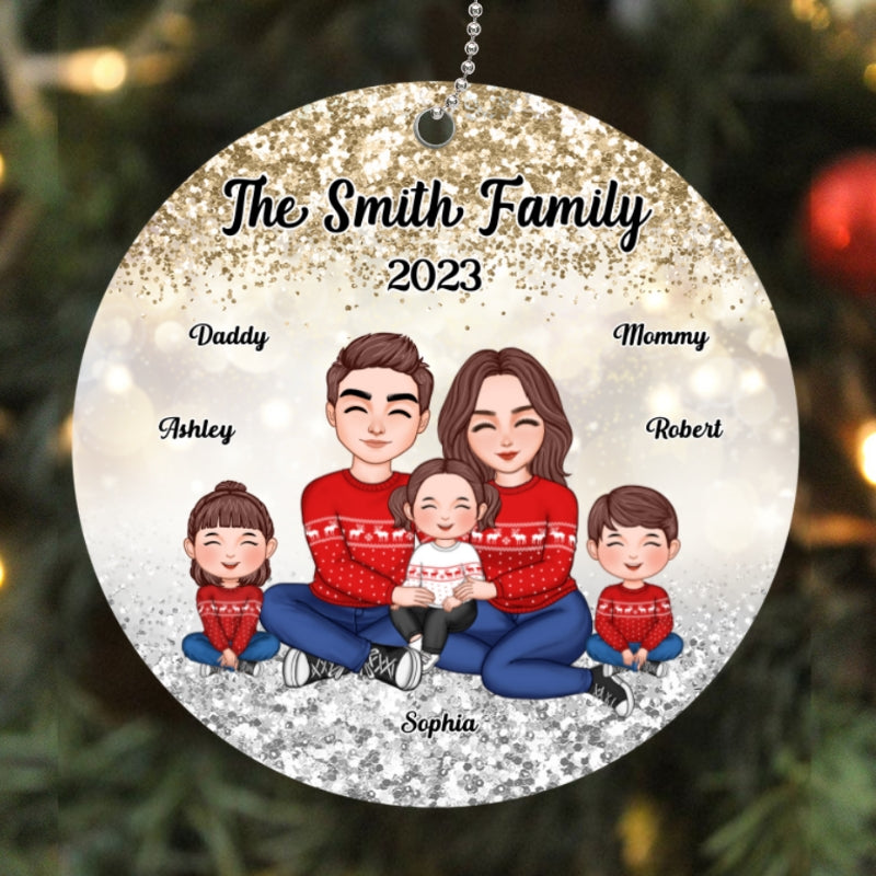 Family Sparkling Christmas Pattern Personalized Acrylic Ornament