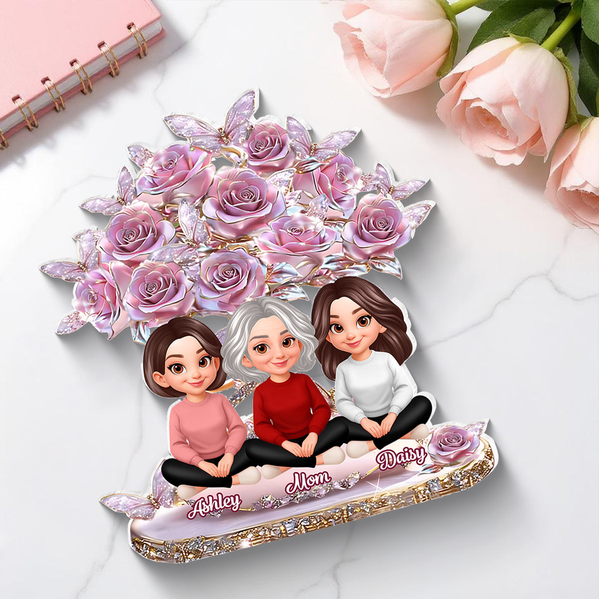 Best Mom Ever And Daughters - Personalized Acrylic Block Plaque - Heartfelt Gift For Mom, Grandma