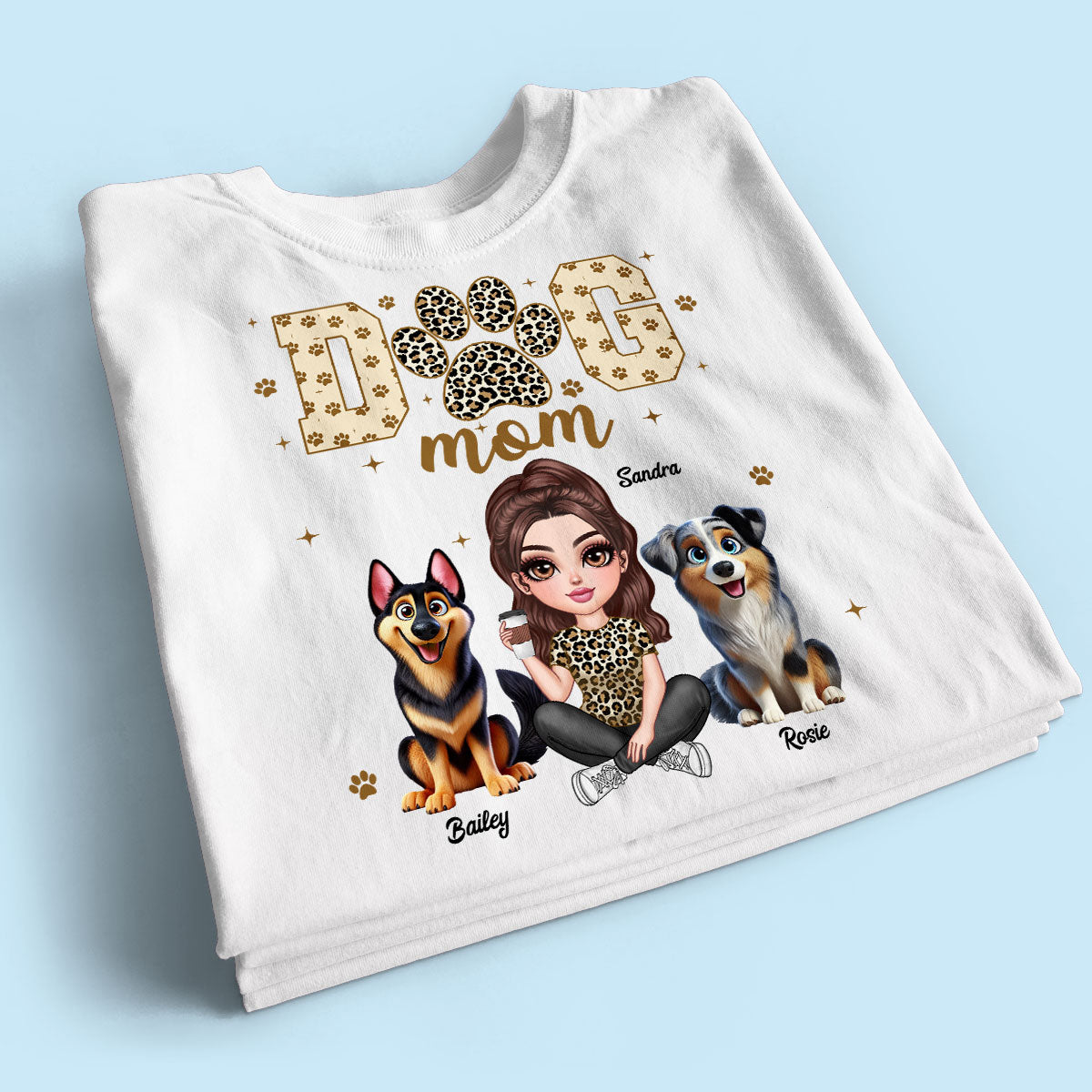 Dog Mom Leopard 3D Cute Dogs Personalized Shirt