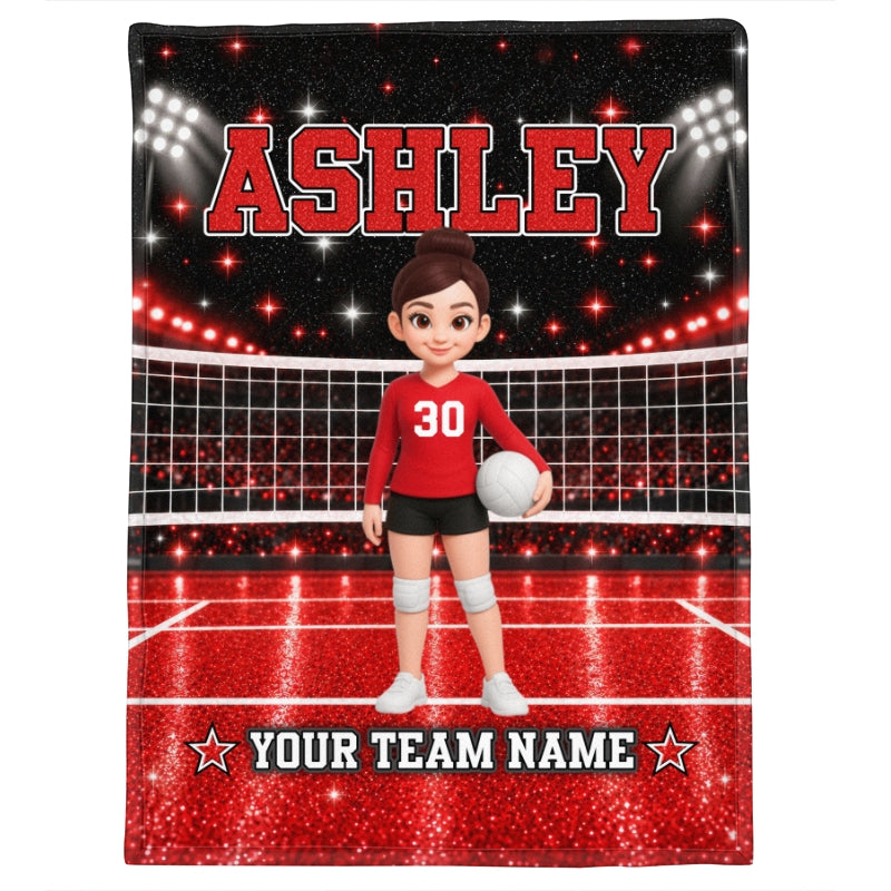 Volleyball Boy & Girl - Personalized Fleece Blanket - Christmas Gift For Daugter Granddaughter Son Grandson