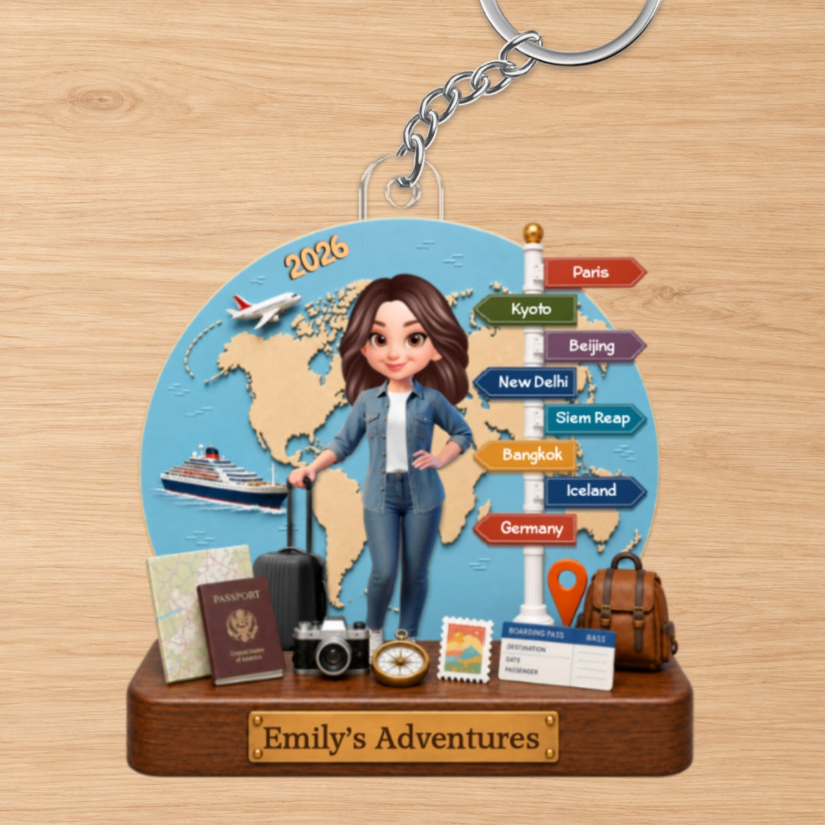 Traveling Destination Travel Adventure 2D Flat - Personalized Acrylic Keychain