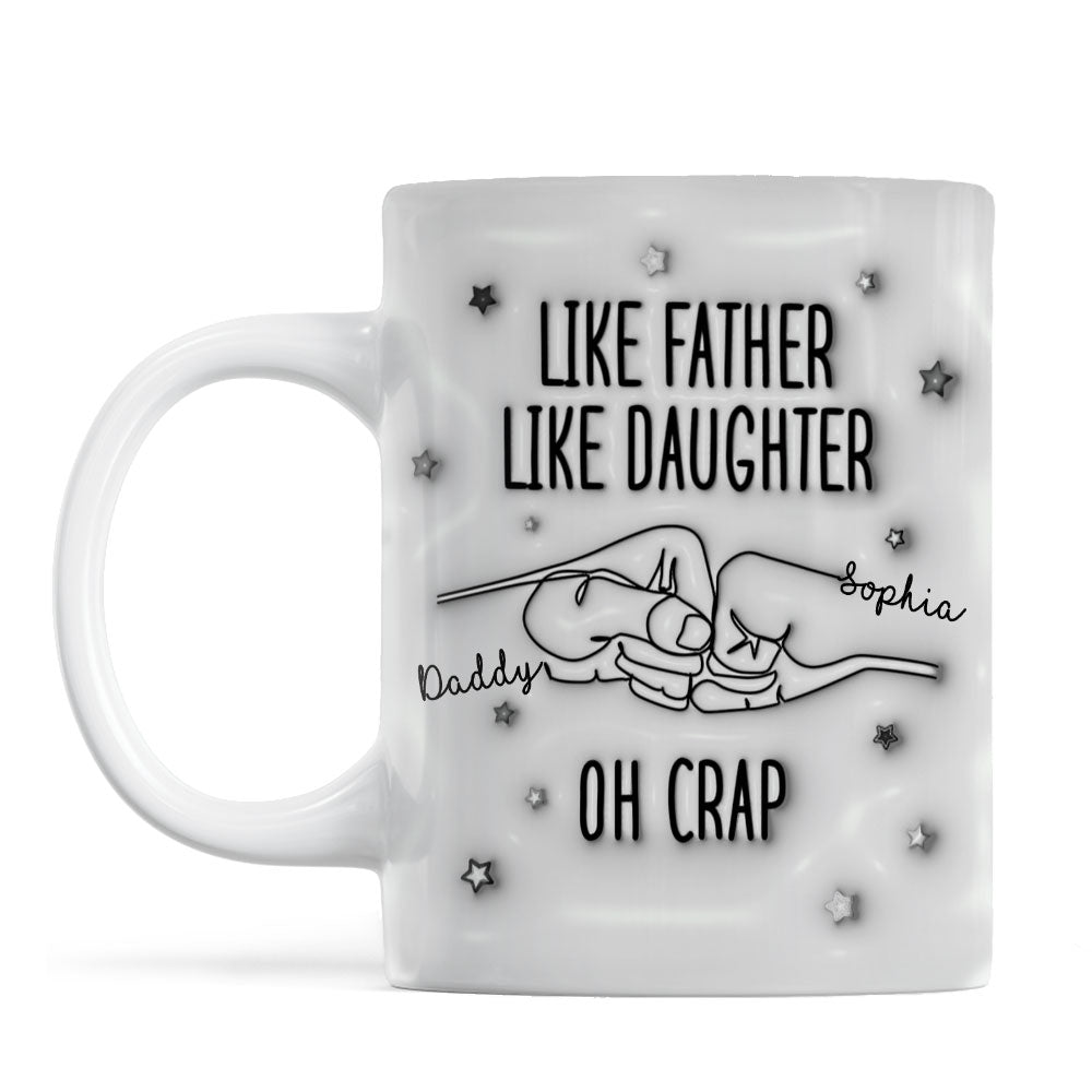 Like Father Like Son Like Daughter One Line Fist Bump Personalized 3D Inflated Printed Mug