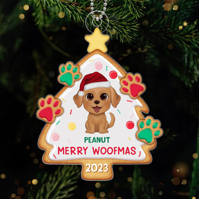 Merry Christmas Cute Dogs Cats Gingerbread Christrmas Tree Personalized Acrylic Ornament